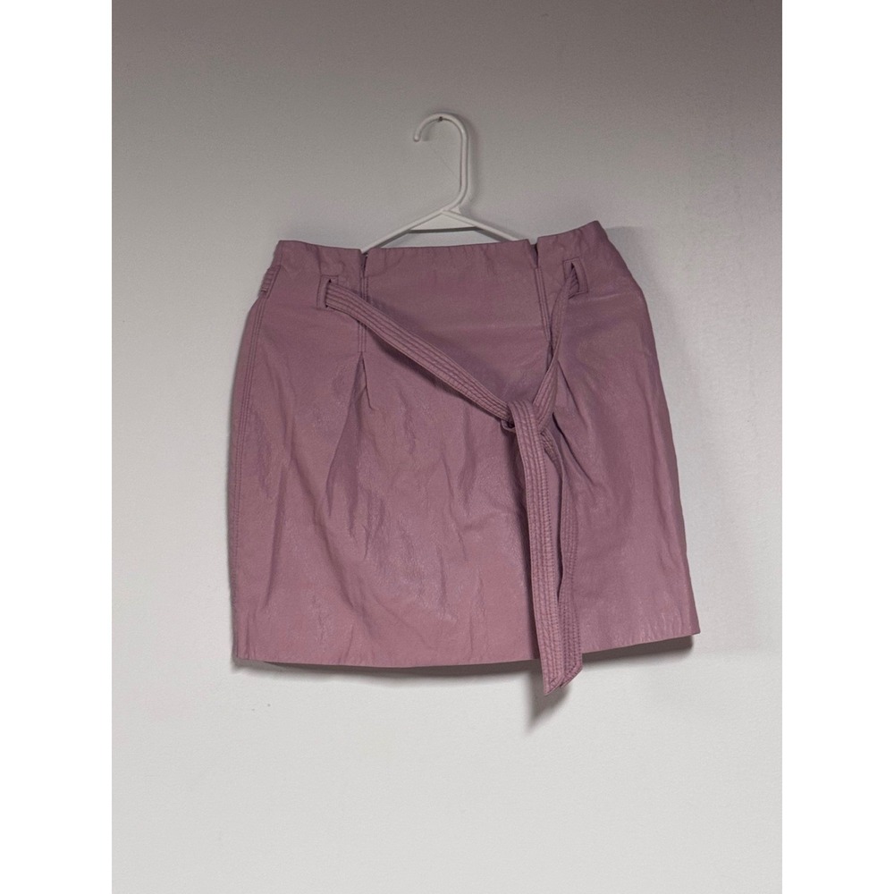 Free People Womens Pink Faux Leather Paperbag Mini Skirt Tie Waist Size 4